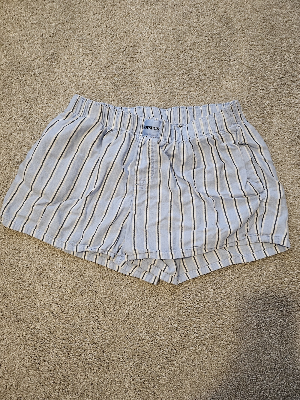 2 PAIR of Women's JoySpun Striped Elastic-Waist Shorts